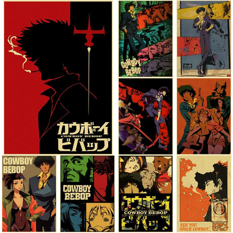 Hot Japan Anime Cowboy Bebop Posters Retro Kraft Paper Vintage Room Home Bar Cafe Decor Gift Print Aesthetic Art Wall Paintings