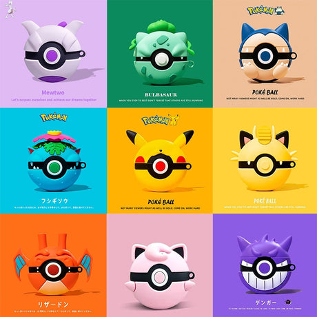 Anime Pokémons Pikachus Gengars Charmanders Mewtwo Bulbasaur Snorlax Meowth Jigglypuff For AirPods 1 2 3 Pro 2 Case IPhone Earphone Accessories Air Pod Silicone Cover Gift, everythinganimee