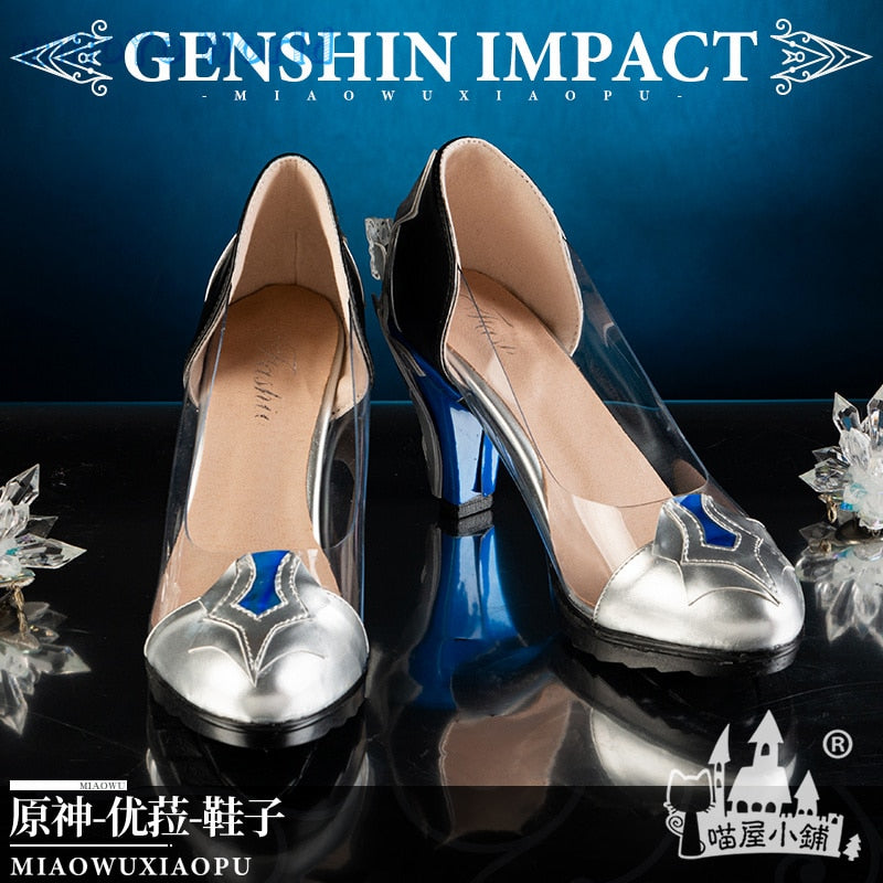 Game Genshin Impact Eula Cosplay Shoes Party Role Accessories Props Transparent High-heeled Shoes Comic Con Birthday Xmas Gifts, everythinganimee