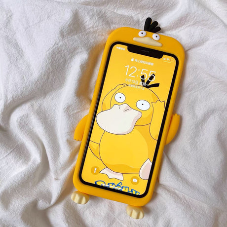 Soft Silicone Psyduck 3D Stereoscopic Phone Cases For iPhone 13 12 11 Pro Max XR XS MAX X Back Cover, everythinganimee