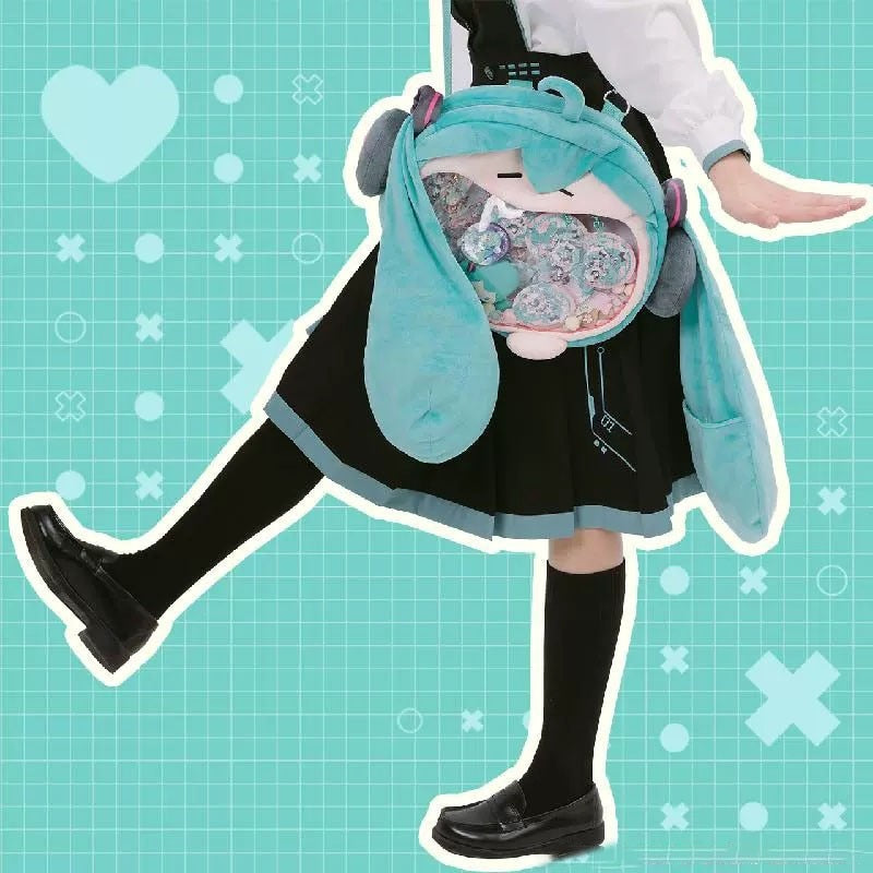 Kawaii Anime Hatsune Miku Cosplay Plush Backpack Ita Bag Women Bag Shool Student Men Velvet Shoulder Bag Girl Gift, everythinganimee