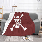 Staw Hat Pirates Jolly Roger Anime Blankets Flannel Summer One Piece Lightweight Throw Blanket for Home Bedroom Plush Thin Quilt, everythinganimee