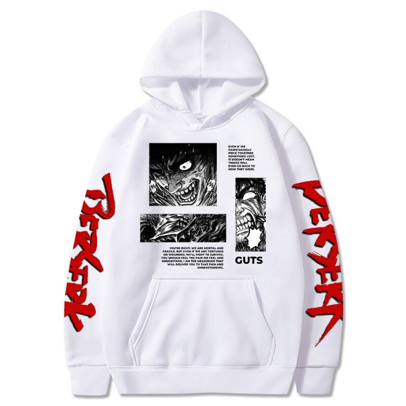 2023 Hot Sale Hooded Dark Berserk Anime Pattern Print Vintage Casual Hoodie Fashion Y2K Sweatshirts Oversized Tops Pullover