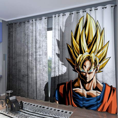 Cartoon Anime Dragon Ball Z Goku 2 Panels/Set Window Curtains Block out Fabric Drapes Darkening Thermal Insulated Living Bedroom, everythinganimee