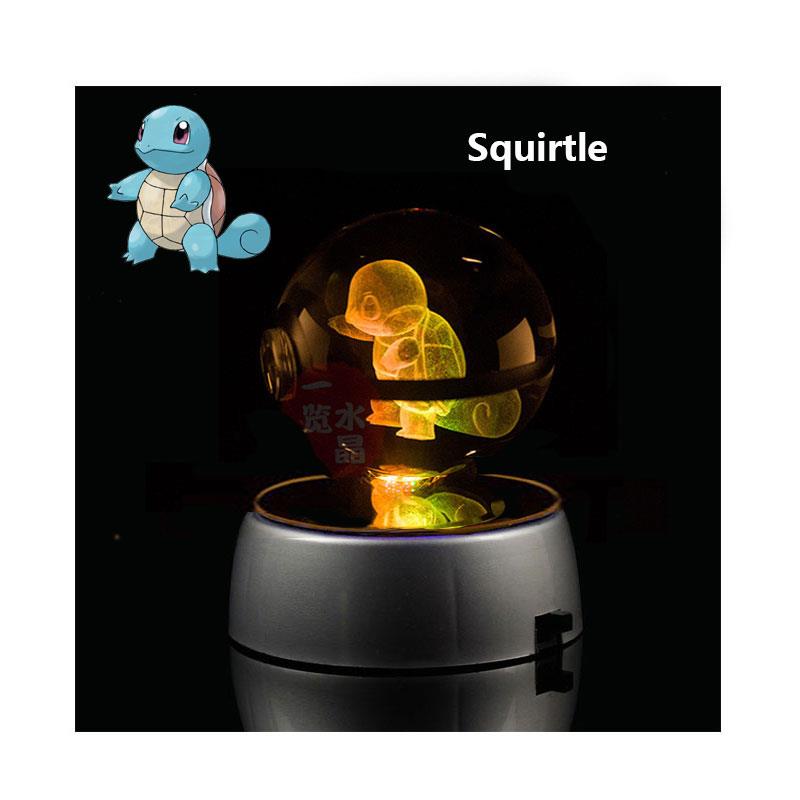 Anime Pokemon 3D Crystal Ball Snorlax Figure Pokeball Engraving Crystal Charizard Model with LED Light Base Kids Gift ANIME GIFT, everythinganimee