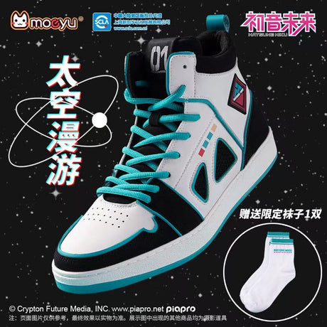 2022 Moeyu Anime Miku Shoes for Men Vocaloid Cosplay Male Sneakers Women Tennis Sports Athletic Shoe Casual Running Gift Socks, everythinganimee
