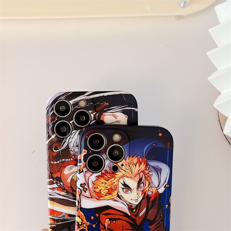 Hot Japan Anime Demon Slayer Color Phone Case For IPhone 11 12 13 14 Pro XS Max XR X Cartoon Soft Silicone Fundas Shell Cover, everything animee