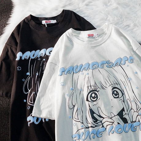 Oversized T Shirts Kawaii Y2k Anime Women's T Shirt Girl Print Clothes Graphic Streetwear T Shirt Harajuku Grunge Tops, everythinganimee