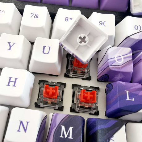 Genshin Impact Theme Raiden Shogun Pbt Material Keycaps 108 Keys Set for Mechanical Keyboard Oem Profile Only KeyCaps, everythingnaimee
