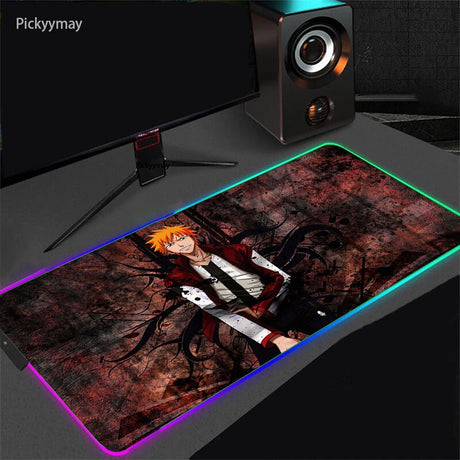 Anime BLEACH Mouse Pad RGB Mousepad With Backlight XXL Laptop Table Pads Desk Carpet Office PC Gaming Accessories LED Mouse Mat