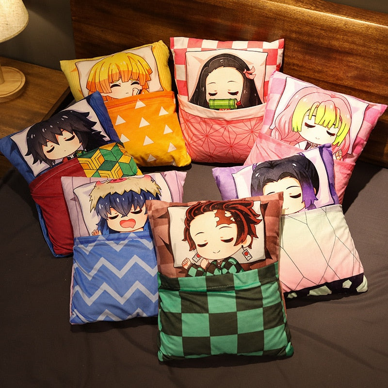 Demon Slayer Anime Plush Stuffed Pillow Cute Devil's Blade Manga Doll Cushion Kimetsu No Yaiba Tanjirou Nezuko Plush Pillow, everythinganimee