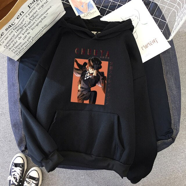 Japanese Anime Chuuya Nakahara Bungo Stray Dogs Hoodie Men Women Tracksuits Harajuku Sweatshirts Streetwear Boys Girls Clothing, everything anime
