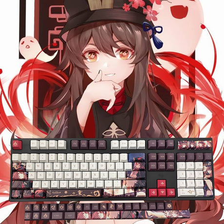 136PCS New Genshin Impact Keycaps Beauty Game Character Hutao Keycap Mechanical Keyboard Decoration Cool Man Otaku Anime Keycap, everythinganimee