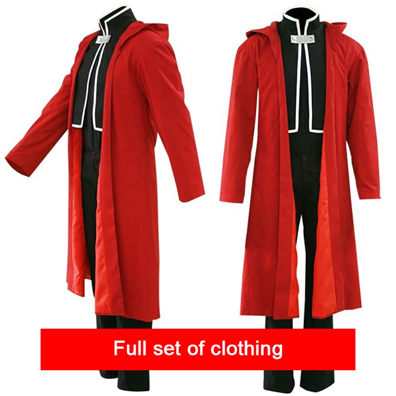 Anime Full Metal Alchemist Cosplay Costume Edward Elric Costume FullMetal Alchemist hooded coat Custom Made Halloween Cosplay, everythinganimee