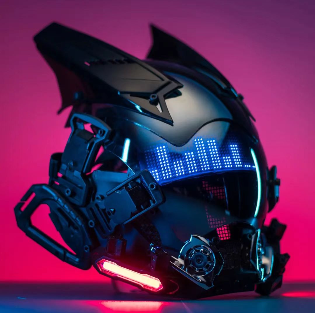 Cyberpunk Mask Helmet Techwear Cosplay Bluetooth With Dynamic Led Samurai Mask Customizable Patterns Screen Halloween Party Gift, everythinganimee