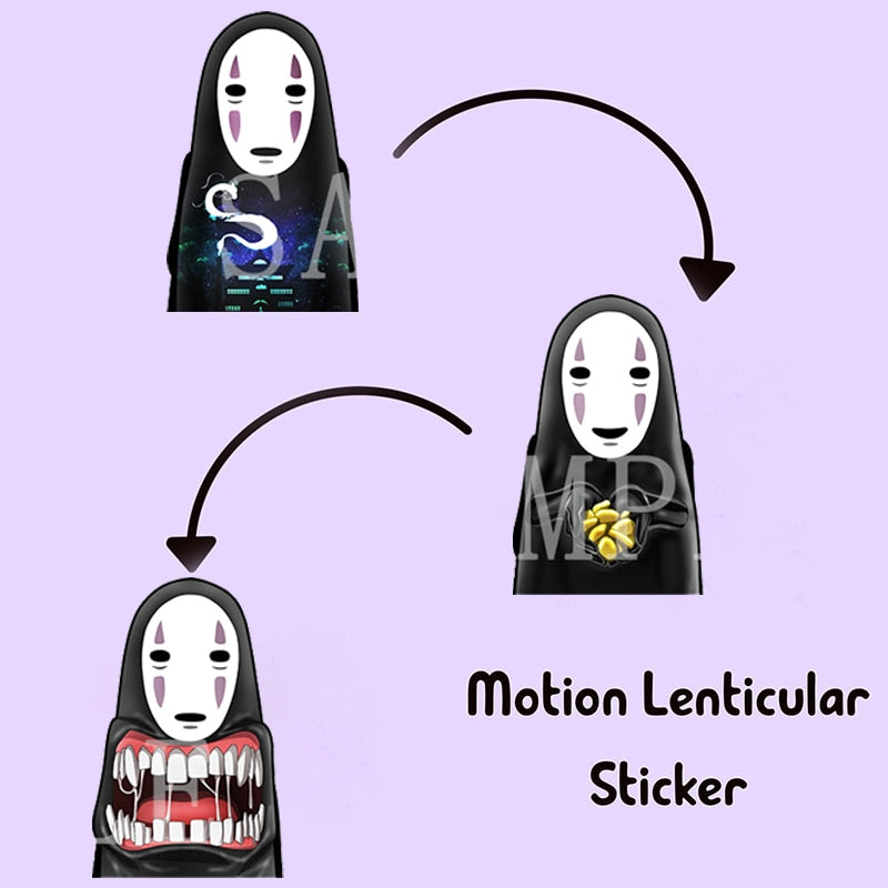 Anime Figure No Face Man Motion Refrigerator Sticker Spirited Away Waterproof Decals for Car,Suitcase,Wall,Ect Home Decor Gift, everythinganimee