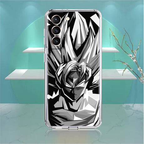 Dragon ball z black and white Soft Case For Samsung Galaxy S22 S20 S21 S10 S9 S8 Plus FE Note 20 Ultra 10 Lite 9 Luxury Cover Coque Comics Line Sketch, everythinganimee