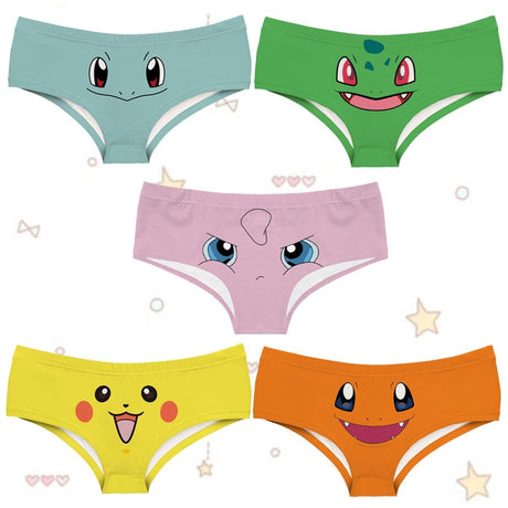 Pokemon Cartoon Anime Jigglypuff Pikachu Squirtle Charmander Bulbasaur Panties Kawaii Cute Printing Breathable Sexy Underpants, everythinganimee