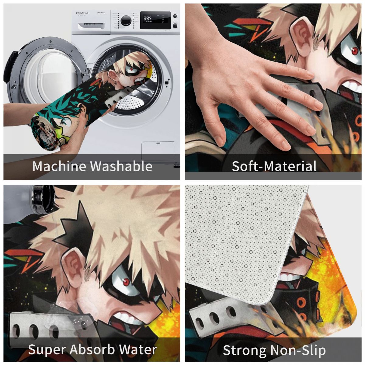 My Hero Academia Adventure Anime Non-slip Doormat Bakugo And Deku Bath Bedroom Mat Welcome Carpet Indoor Pattern Decor, everythinganimee