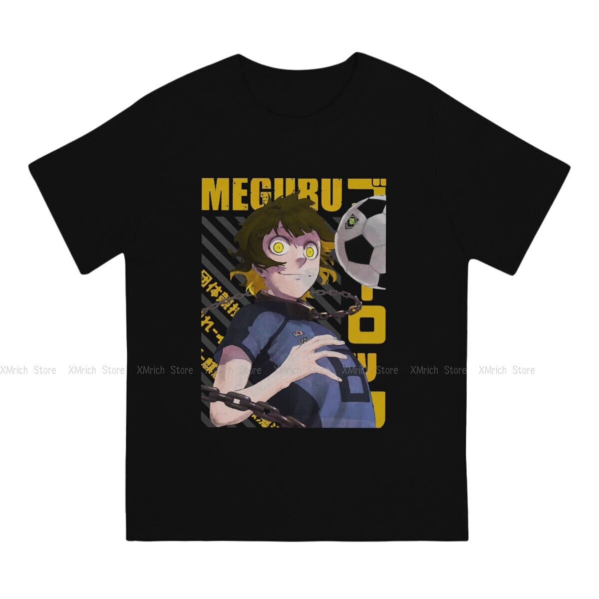 Meguru Bachira T-Shirts for Men BLUE LOCK Isagi Yoichi Anime Fashion 100% Cotton Tee Shirt Round Neck Short Sleeve T Shirt, everything animee