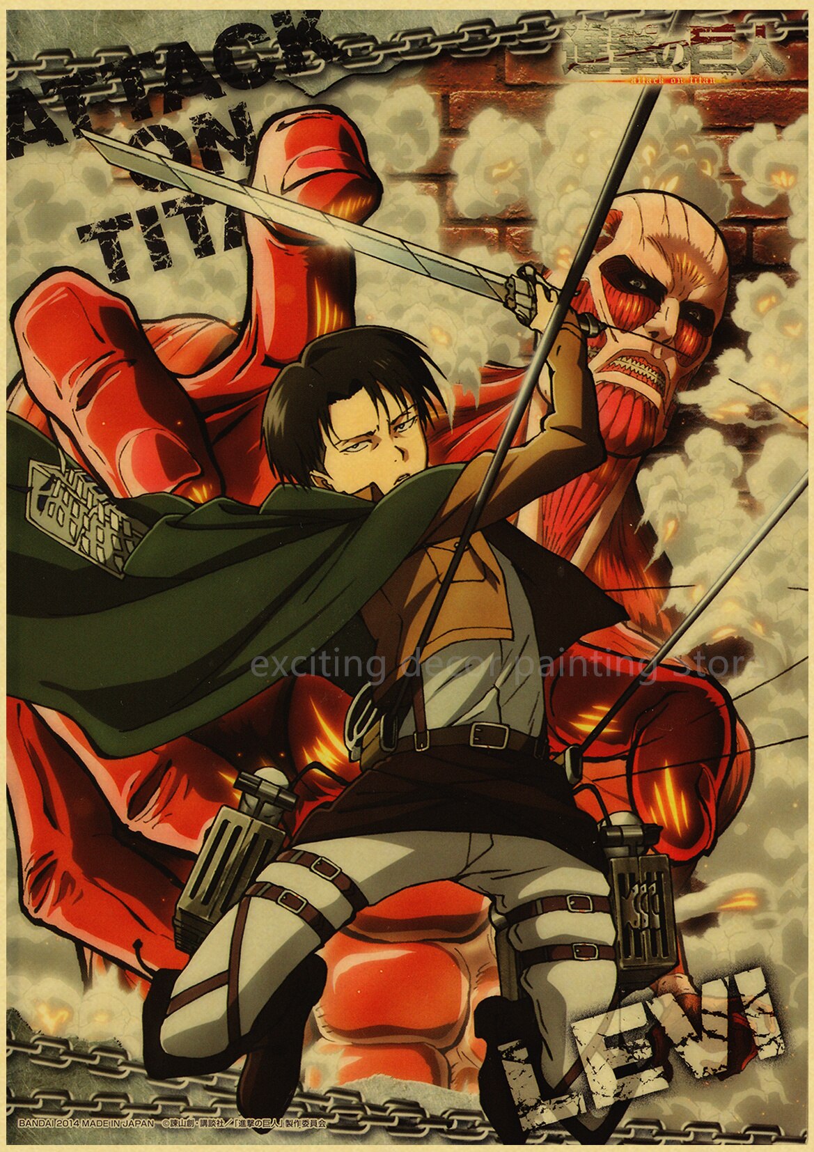 Attack on Titan Anime Posters Levi Retro Kraft Paper DIY Vintage Room Home Bar Cafe Decor Gift Print Aesthetic Art Wall Painting