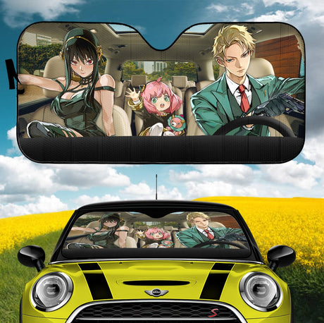 Spy X Family Loid Yor And Anya Hot Anime Car Auto Sunshades, everythinganimee