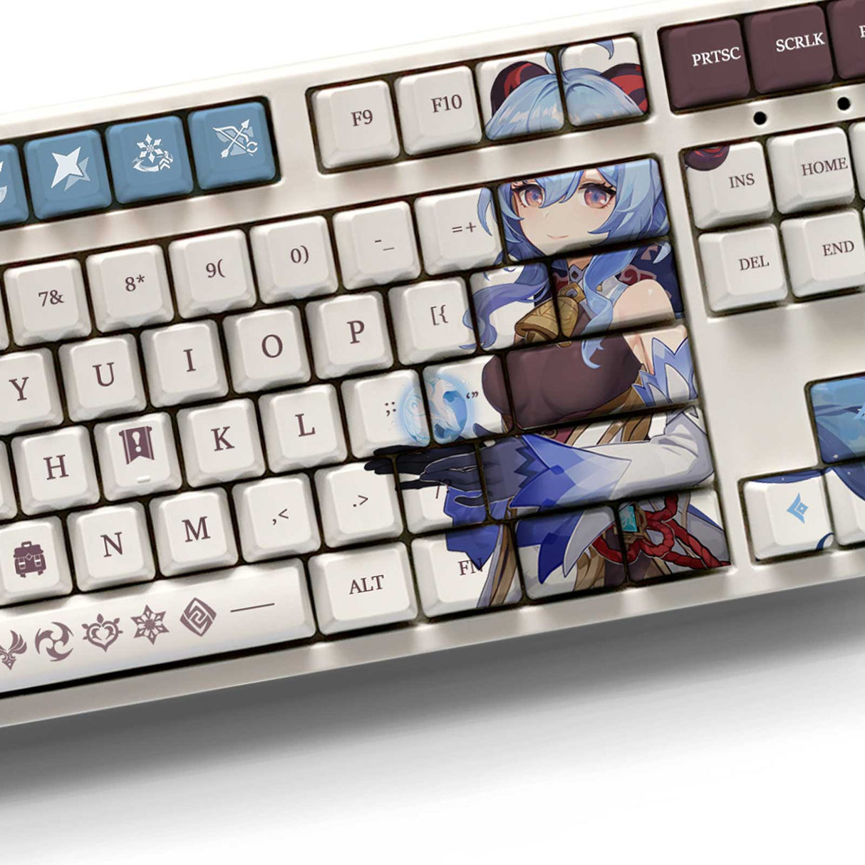 Genshin Impact Ganyu Keyboard Keycap Cartoon Anime Japanese Game 108Pcs OEM Height, everythinganimee