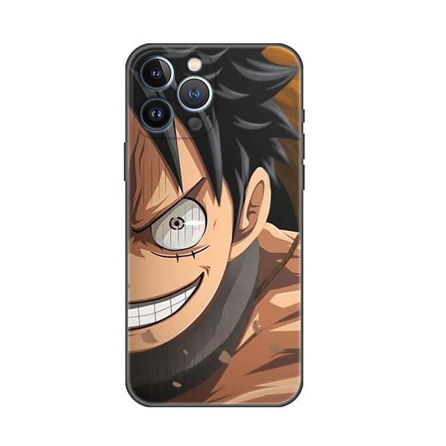 Funda Case For Apple iPhone 14 11 13 7 12 Pro 7 XR XS Max 8 Plus 6 14Pro 13Mini Black Soft Phone Coque One- Piece, everythinganimee