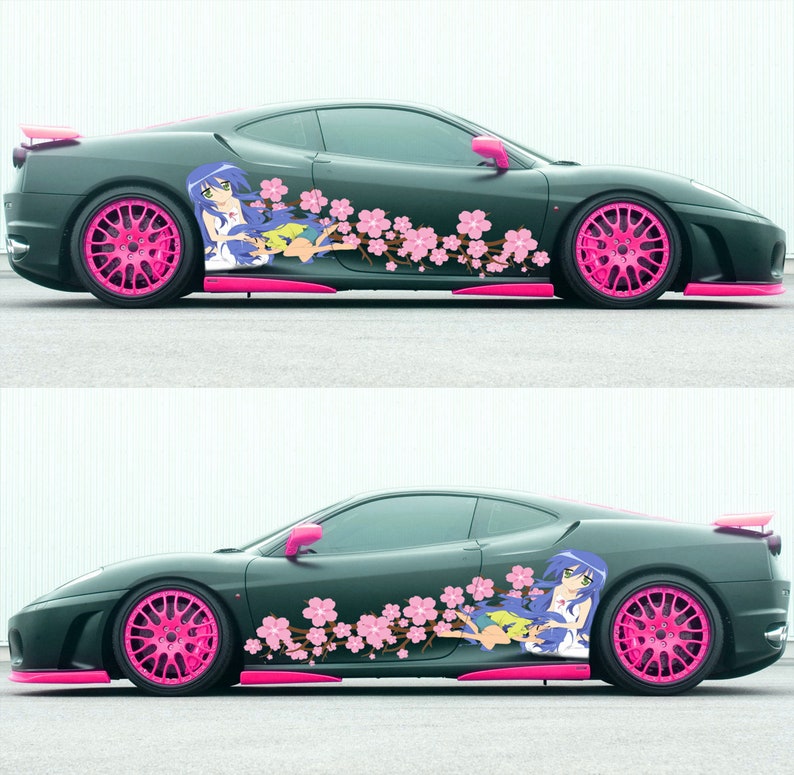 Re Zero Rem Ram Anime Car Vinyl Decal, Anime Car Wrap, Anime Car Wrap Side, One Piece Car Decal, Stickers for Sport Cars, One Part Mirrored, everythinganimee