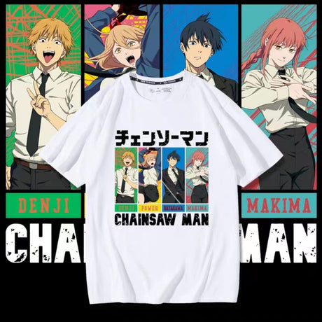 Chainsaw Man Anime T-shirt Manga Graphic Printed Oversize Men Cotton Short Sleeve Tee Women Top Summer Streetwear Couple Clothes, everythinganimee