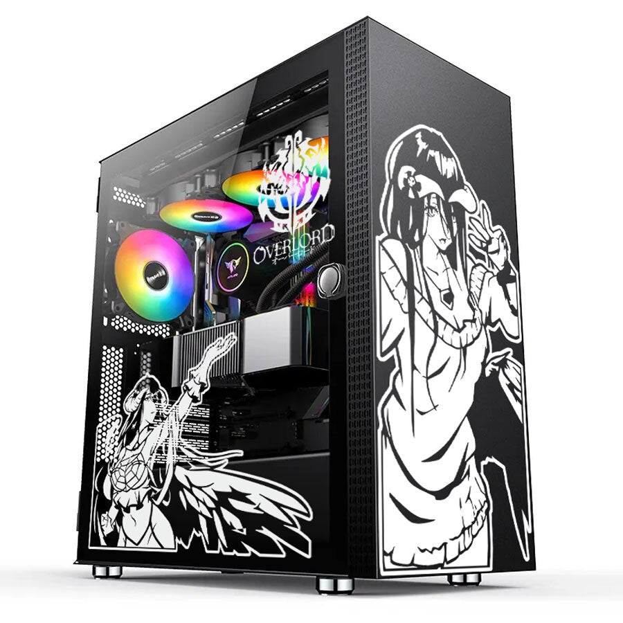 Overlord Albedo Anime Stickers for PC Case ,Cartoon Deocr Decals for ATX Computer Chassis Skin,Waterproof Easy Removable, everythinganimee