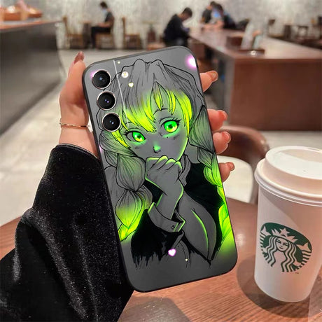 Demon Slayer Agatsuma Zenitsu For Samsung Galaxy S22 Ultra S21 S20 Plus FE Ultra Phone Case Black Shockproof Liquid Silicone,everythinganimee