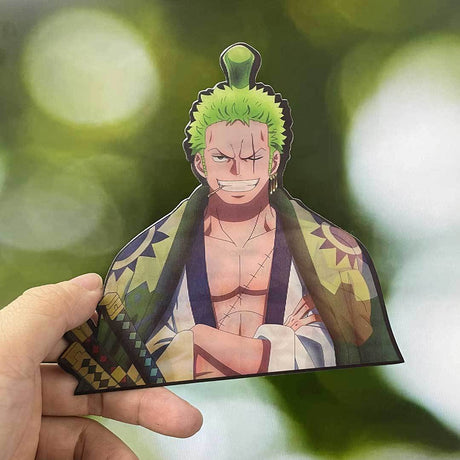 Roronoa Zoro 3D Motion Sticker Anime ONE PIECE Waterproof Decals for Cars,Laptop,Refrigerator,Suitcase,Wall, Etc.Toy Gift, everythinganimee