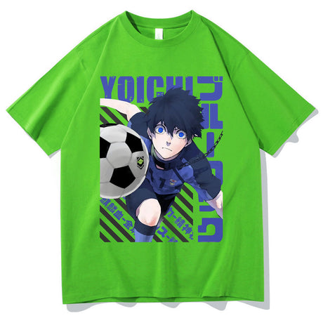 Introducing the must-have Anime Blue Lock Isagi Yoichi Graphic T-Shirt for men and women! This trendy, unisex t-shirt features a cool graphic design of the iconic anime character Isagi Yoichi. Made with soft, breathable cotton, this t-shirt is perfect for any casual occasion. Available in a variety of sizes and colors, you'll be able to find the perfect fit.