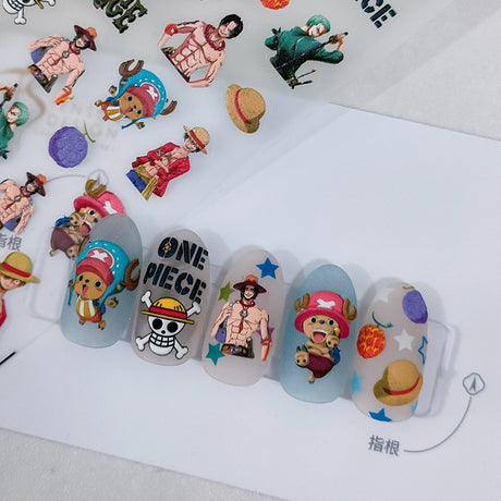 New One Piece Nail Stickers Anime Cartoon New Craft 5D Thin Tough Embossed Nail Stickers Slider Decorative Adhesive Nail Decals, everythinganimee