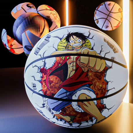 ONE PICECE Luffy Basketball Size 7 Sea Robber Indoor Superfiber PU Soft Leather High Elasticity Indoor Outdoor Street Ball, everythinganimee