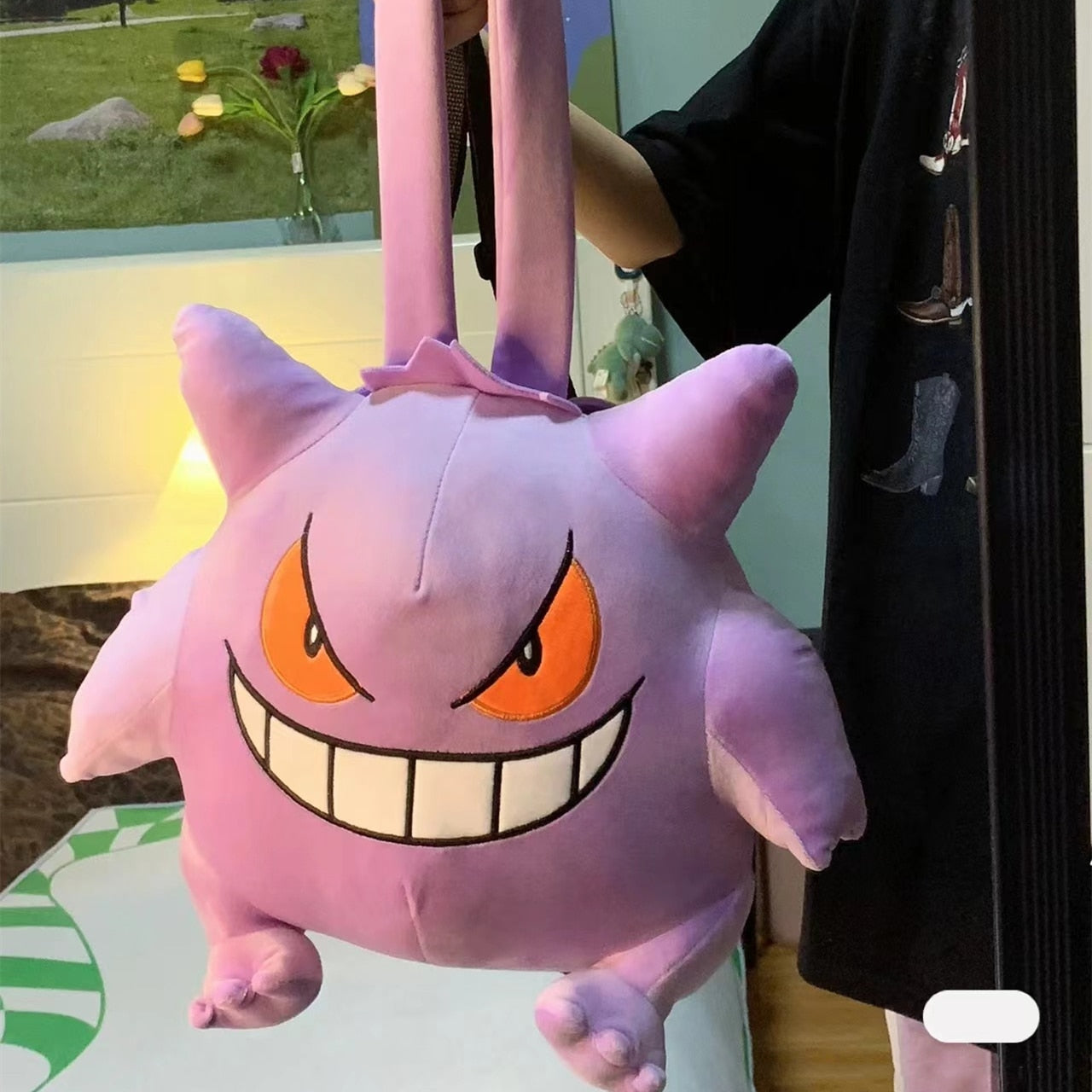 Kawaii Pokemon Gengar Backpack Plush Bag Cosplay Student Cartoon School Bag For Kids Birthday Gift, everythinganimee