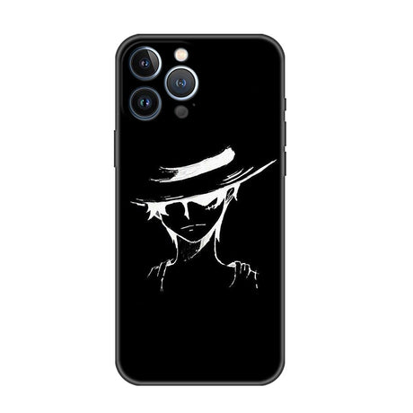 Funda Case For Apple iPhone 14 11 13 7 12 Pro 7 XR XS Max 8 Plus 6 14Pro 13Mini Black Soft Phone Coque One- Piece, everythinganimee