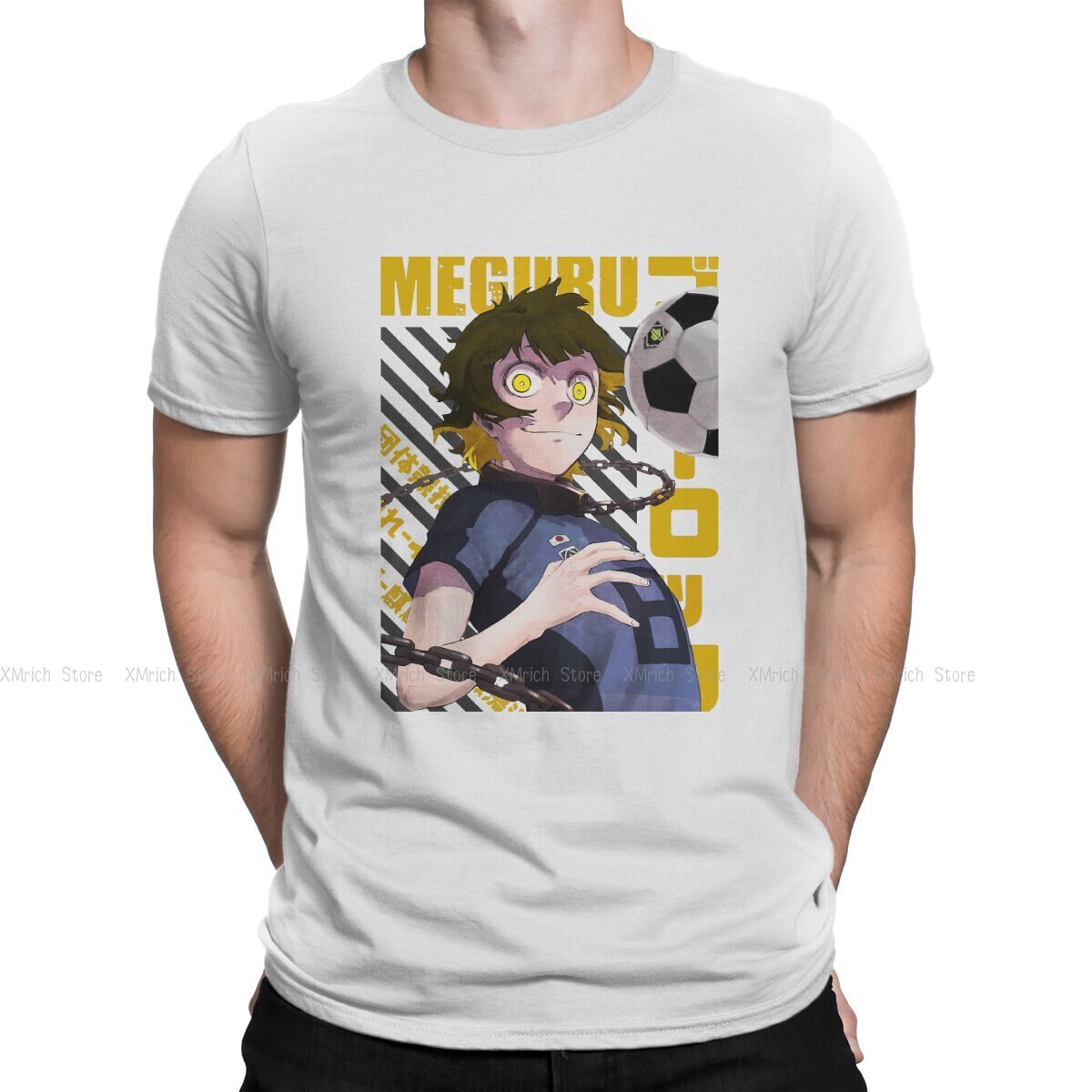 Meguru Bachira T-Shirts for Men BLUE LOCK Isagi Yoichi Anime Fashion 100% Cotton Tee Shirt Round Neck Short Sleeve T Shirt, everything animee