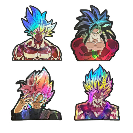 Vegeta 4 piece/set Holographic Stickers Anime Laser Stickers Waterproof for Car Laptop Wholesale, everythinganimee