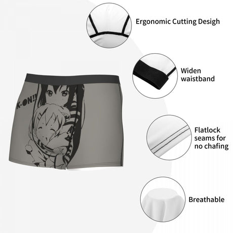 Novelty Boxer Shorts Panties Briefs Men K-On Azusa & Yui Underwear Japan Music Anime Soft Underpants for Male Plus Size, everythinganimee