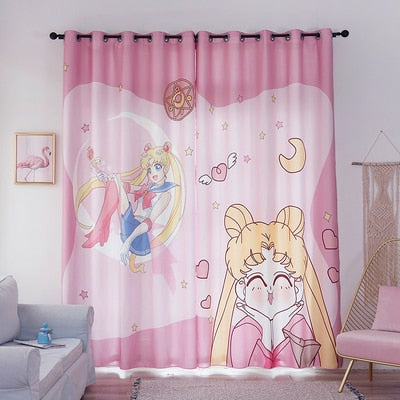 Anime Sailor Moon 2 Panels/Set Window Curtains Blackout Fabric Drapes Darkening Thermal Insulated Living Room Bedroom, everythinganimee