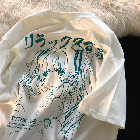 Women Clothing Women's T Shirt Y2k Japanese Harajuku Graphic Kawaii T Shirts Anime Print Oversized T Shirt Plus Size Grunge Tops, everythinganimee