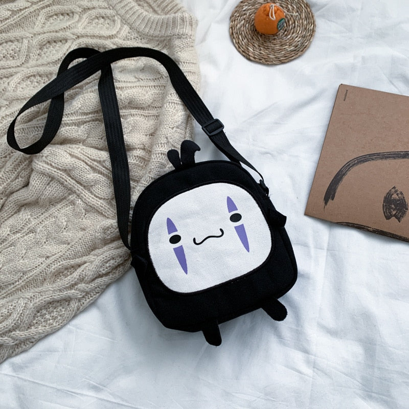 Cute Cartoon No Face Man Plush Messenger Bag Spirited Away Cosplay Anime Plush Bag Dolls Adjustable Strap Bag Gift for Girls