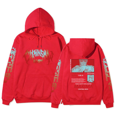 Anime Chainsaw Man Hoody Sweatshirt Makima Pattern Hoodies Men Women Fashion Loose Streetwear Tops Harajuku