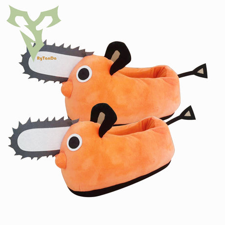Chainsaw Man Pochita Plush Slipper Pochita Peluche Chainsawman Shoes Anime Happy Orange Dog Stuffed Soft Toy Kawaii Plushie Gift, everythinganimee