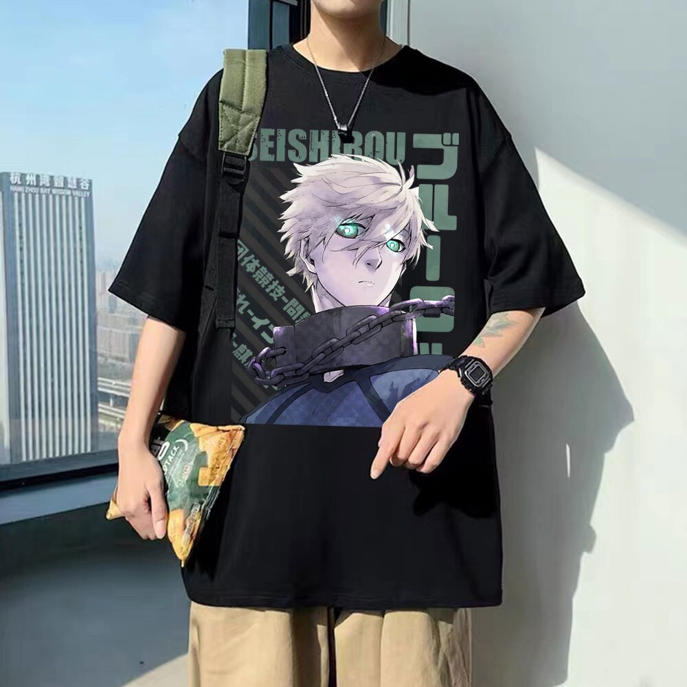 Introducing the must-have Anime Blue Lock Seishirou Nagi Graphic T-Shirt for men and women! This trendy, unisex t-shirt features a cool graphic design of the iconic anime character Isagi Yoichi. Made with soft, breathable cotton, this t-shirt is perfect for any casual occasion. Available in a variety of sizes and colors, you'll be able to find the perfect fit. 