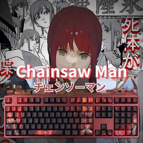 Chainsaw Man theme anime keycap transparent PBT material Cherry Profile suitable for mechanical keyboard cap, everythinganimee