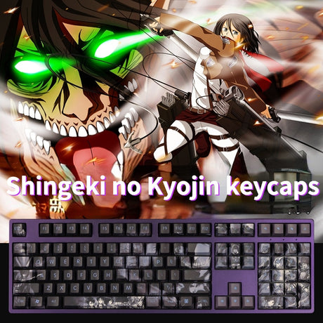 Attack on Titan PBT sublimation keycap two-dimensional anime zombie giant dark style 108-key mechanical keyboard cap, everythinganimee