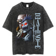 Vintage Washed Tshirts death note Anime Graphic Printing T Shirt Harajuku Oversize Tee Cotton fashion Streetwear unisex top, everything animee